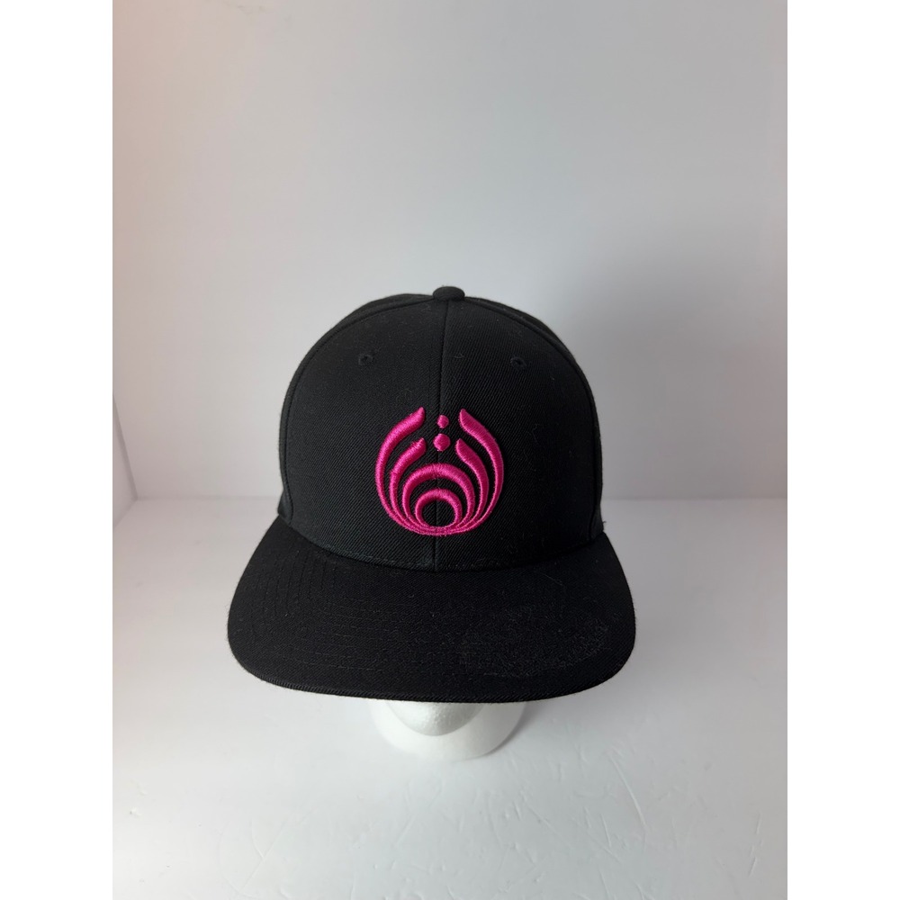 Yupoong The Classics Bassnectar Snapback Hat Black Pink Logo‎ Flat Brim Cap
